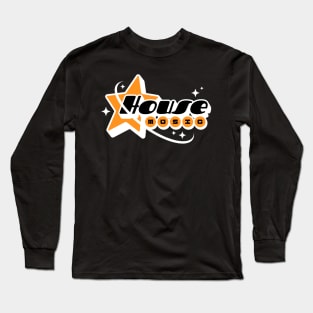 HOUSE MUSIC  - Y2K Star Galaxy (White/Orange) Long Sleeve T-Shirt